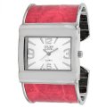 Golden Classic Golden Classic Women's 2208 pink "Show Stopper" Wide Crocodile Leather Bangle Watch