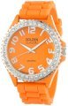 Golden Classic Women's 2220-orange Glam Jelly Rhinestone Orange Silicone Watch