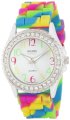 Golden Classic Women's 2297-B "Colors Galore" Rhinestone Encrusted Bezel Multi-Colored Silicone Watch