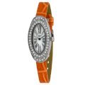 Golden Classic Women's 5146-orange Spring Fling Oval Rhinestone Crocodile-Print Leather Watch