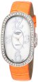 Golden Classic Women's 2184 orange "Designer Color" Rhinestone Encrusted Bezel Mother-Of-Pearl Dial Colored Leather Band Watch
