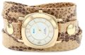 La Mer Collections Women's LMODY3005 Odyssey Wrap Collection Crème Brown Snake Watch