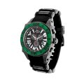  Aquaswiss Chronograph Swiss Quartz Large 50 MM Watch Black Dial Stainless Steel Black Ion Green Bezel Day Date #62XG0109