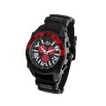  Aquaswiss Chronograph Swiss Quartz Large 50 MM Watch Black Dial Stainless Steel Black Ion Black and Red Bezel Day Date #62XG0177