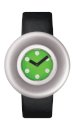 Alessi Unisex AL12001 Ciclo Black Leather Strap with Green and White Dial Watch