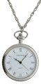 Pedre Silver-tone Open Face Coin Edge Large Pendant Watch with Neck Chain # 8560SX