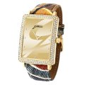 Gattinoni Women's 202681GA13-1C Planetarium Gold Plated Crystal Textured Leather Watch
