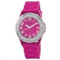 Golden Classic Women's 2219 pink "Savvy Jelly" Rhinestone Pink Silicone Watch