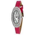 Golden Classic Women's 5146 pink Spring Fling Oval Rhinestone Crocodile-Print Leather Watch