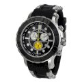 Aquaswiss 96XG051 Man's Chronograph Watch Swiss Rugged Collection Black and Black Bezel Stainless Case Rubber Strap