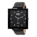 Golden Classic Women's 4110 "Squared Away" Black Leather Watch