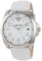 Police Men's PL-12157JS/01 Sovereign White Dial White Leather Watch