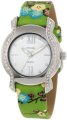 Pedre Women's 6400SX Silver-Tone/ Green Asian Floral Strap Watch