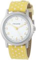 Pedre Women's 0231SX Yellow Polka Dot Grosgrain Strap Silver-Tone Watch
