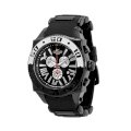  Aquaswiss Chronograph Swiss Quartz Large 50 MM Watch Black Dial Stainless Steel Black Ion Black and White Bezel Day Date #62XG0178