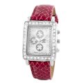 Golden Classic Golden Classic Women's 8122-pink Color Blind Rectangle Mother of Pearl Leather Strap Watch