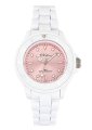 Tekday Women's 652946 Pink Sunray Dial White Plastic Strap Watch