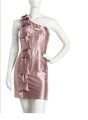 Đầm Satin một vai chéo viền bèo hồng ruốc 4 WLAU056200004 