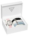 Guess U95043L1 Silver Crystal Crystal Watch Set with 4 leather bands