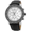 JBW Men's JB-6116L-H "Tazo" Black Ion-Plated Chronograph Genuine Leather Diamond Watch 