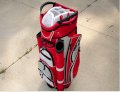 New Naples Bay Mens A132T Red/White/Silver Cart Golf Bag Full Length Dividers