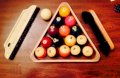 Vintage Set Of Billard Pool Balls With Triangle And Brushes
