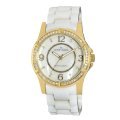 Đồng hồ AK Anne Klein Women's 109588MPWT Swarovski Crystal Accented Gold-Tone White Ceramic Watch