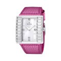 Festina Pink Leather Strap Quartz Silver Dial Crystals Women's Watch F16538/6