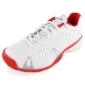 WILSON Women`s Rush Pro CC Tennis Shoes White and Red