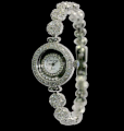  Đồng hồ bạc Royal Crown mặt xoay dây lá lúa WA-59 