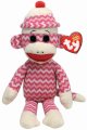 Ty Beanie Babies Socks The Monkey (Pink/White Zig Zag)