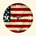 Đồng hồ tranh gỗ treo tường kiểu vintage hình cờ Mỹ