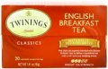 Twinings English Breakfast Tea, Decaffeinated, Tea Bags, 20-Count Boxes (Pack of 6)