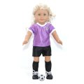 5 Piece Doll Soccer Team Star Outfit, Includes - Short Sleeve Purple Jersey, Black Shorts, Soccer Ball, Black Socks & Cleats, Fits American Girl Dolls by Lilly and the Bee Novelties (TM)