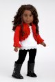 Uptown Girl - 4 piece outfit includes red ruffled jacket, white tank top, black leggings and boots - American Girl Doll Clothes