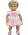 15 Inch Baby Doll Clothing 3 Pc. Set of Detailed Pink Heart Top, Tutu Skirt & Matching Headband Fits American Girl 15" Bitty Baby Dolls & More! 3 Pc. Heart Top, Skirt & Headband Baby Doll