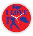 I Love Cricket Blue and Red Wall Clock