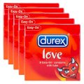 Bộ 5 hộp bao cao su kiểu dáng dễ sử dụng Durex Love x 3 bao DL35