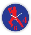 Cricket Sixer Signature Style Wall Clock in Blue and Red