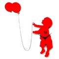 Timeline Boy With a String Balloon Wall Clock Red TI104DE30HDDINDFUR