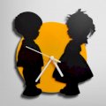 Silhouette Baby Boy And Girl Love Black And Yellow Wall Clock SI871DE42BQFINDFUR