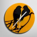 Silhouette Birds Couple In Love Black And Yellow Wall Clock SI871DE00BRVINDFUR