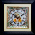eCraftIndia Exquisite Lord Ganesha and Peocock Marble with LED & Wooden Frame Analog Wall Clock