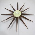 George Nelson Walnut Wood 18.5 in. Sunburst Wall Clock  