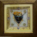 eCraftIndia Lord Krishna Decorative Marble with LED and Wooden Frame Analog Wall Clock