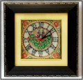 eCraftIndia Garnished Peocock Design Marble with LED and Wooden Frame Analog Wall Clock