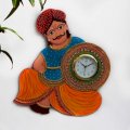 eCraftIndia Papier-Mache Rajasthani Turban Man Analog Wall Clock
