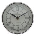 4" Silver Finish Table Top Clock with Roman Numerals - Office Decor