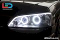 Độ đèn bi xenon, LED mí khối trắng vàng, angel eyes BMW cho Ford Laser