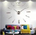 Real Brand Home Decor Living Room Quartz Watch Big Digital Wall Clock Modern Design Large Clocks (Silver)